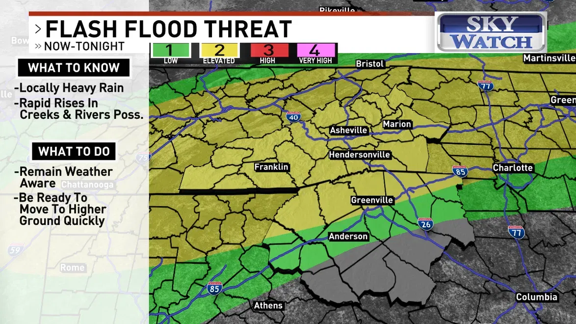 A SLOW MOVING COLD FRONT SLIPS INTO REGION LEADING TO HEAVY RAIN AND THUNDERSTORMS.